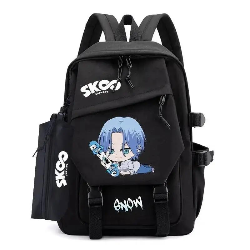 

Anime Game Blue Black SK8 The Infinity Student Teens School Bags Large Capacity Mochilas Backpacks For