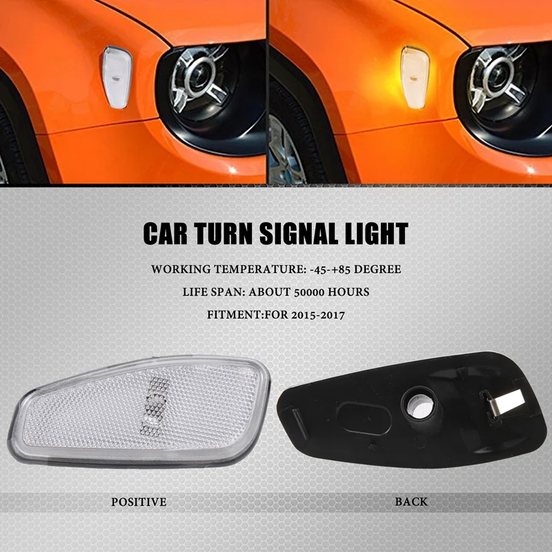 Car Side Reflection Warning Turn Signal Light Lamp Front Turn Signals Light For Jeep Renegade 2014-2017