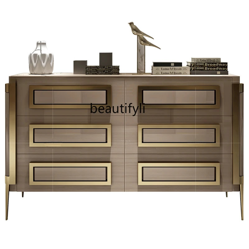 

Post-Modern Light Luxury Sideboard Cabinet Simple Entrance Cabinet Italian Minimalist Drawer Nordic Hall Cabinet