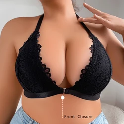 1pcs Charming Sexy Plus Size Lace Wireless Brassiere Comfortable Breathable Women Bras Front Closure Female Backless Underwear