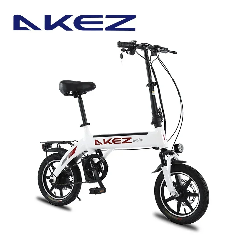 Akez-ミニ電動自転車,防水バッテリー,都市移動,通勤,35km, 14インチ,250w,36v,10ah