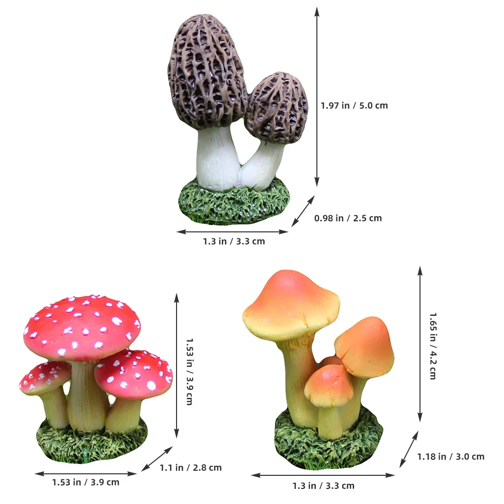 

6pcs Mushroom Tiny Mushrooms Miniature Garden Decoration Mushroom Decor Mushrooms Decor Micro Landscape Statue