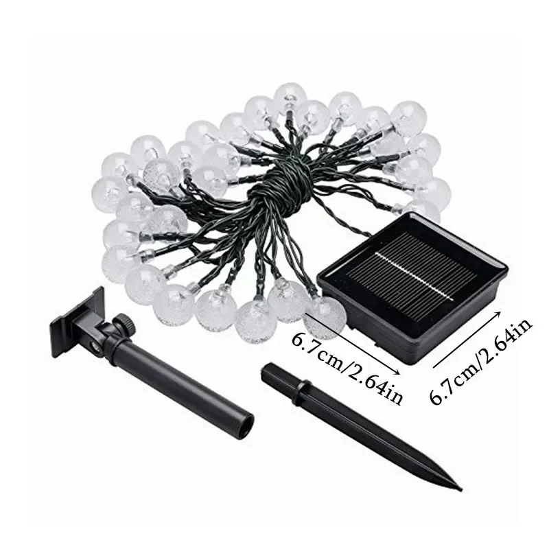 Outdoor Solar Bubble String Lights Garden Wedding Christmas Ramadan Decorations LED Crystal Globe Lights Solar LED Fairy Lights