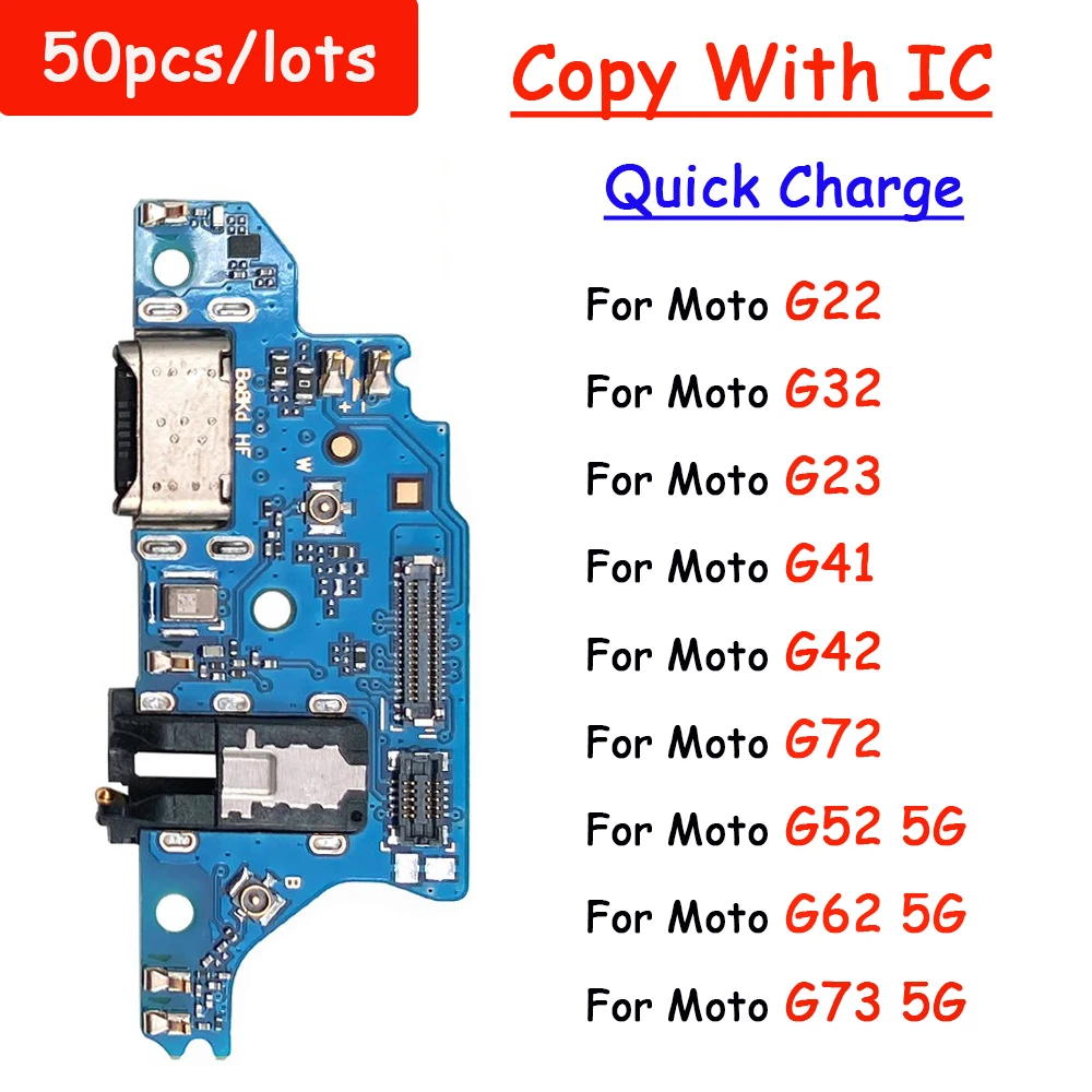 

50Pcs，For Moto G73 5G G32 G23 G41 G53 5G G72 G Power G62 5G USB fast Charging Port Dock Charger Plug Connector Board Flex Cable