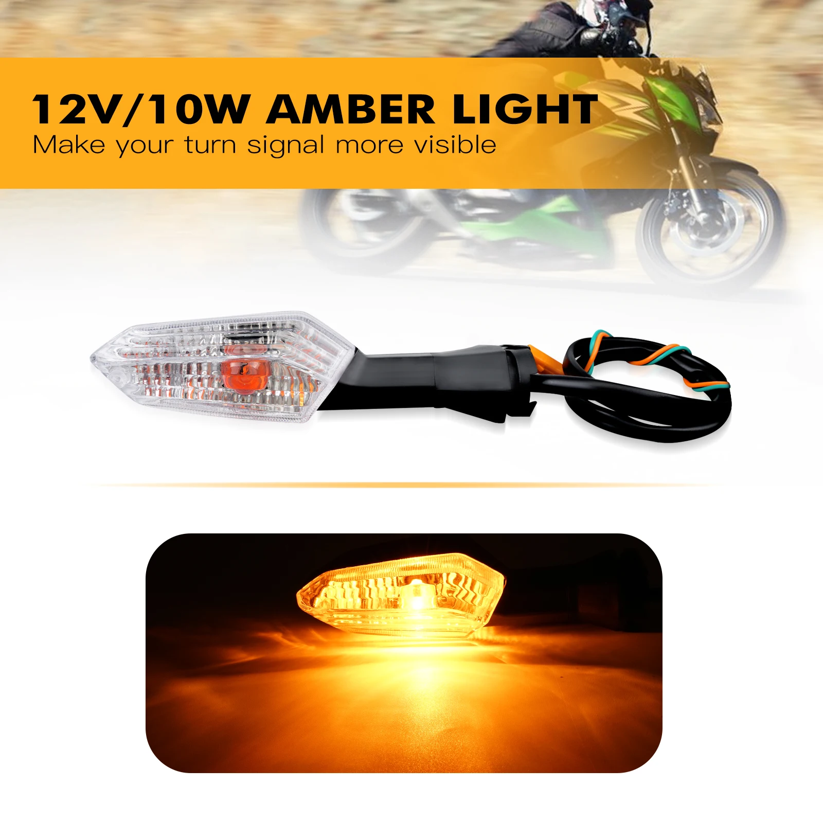 Motorcycle Turn Signals Indicator Lights for Kawasaki Z125 16-20 Z250 13-18 Z250SL 14-20 ZRX1200 2009-2018 Front Rear Blinkers