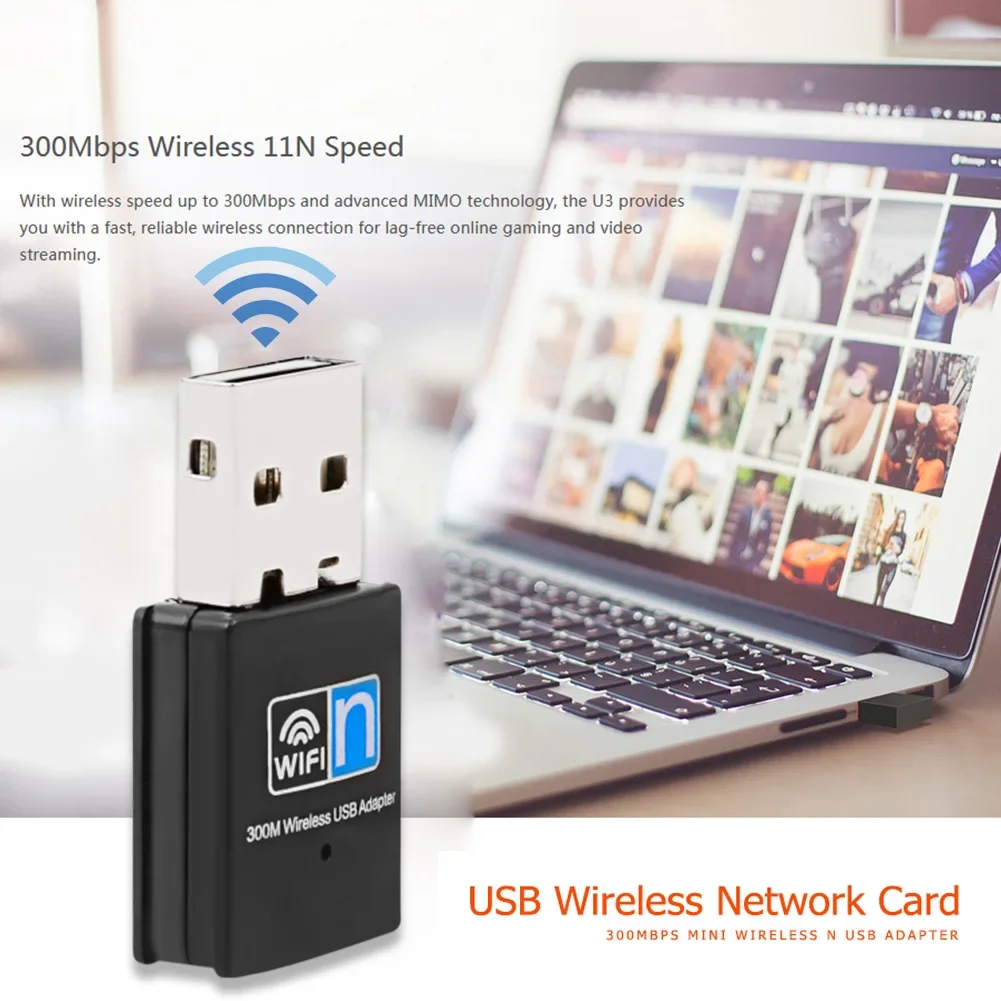 Mini adaptador Wifi USB de 300Mbps, tarjeta de red de 2,4G/5Ghz, banda Dual 802,11 n/g/b, adaptador USB de CA para PC, escritorio y portátil