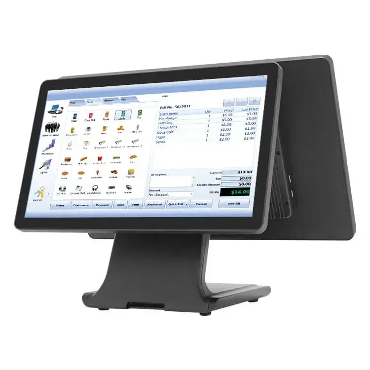 Dual screen 18.5+15.6inch water proof pos terminal all in one pos systems