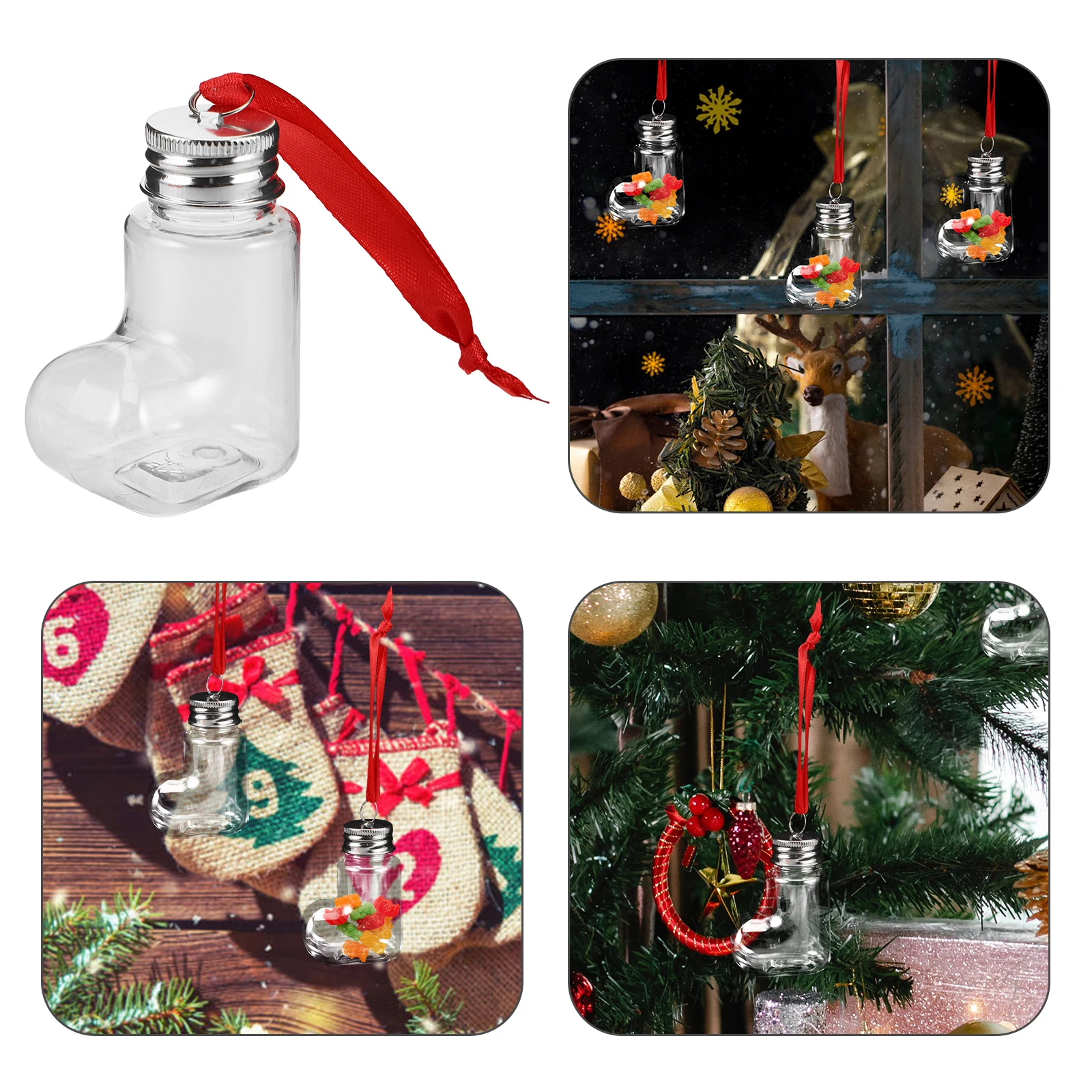

14 Pcs Bottle Hanging Ornament Christmas Snack Boxes Juice Bottles Clear Plastic Chocolate Favor Cookie
