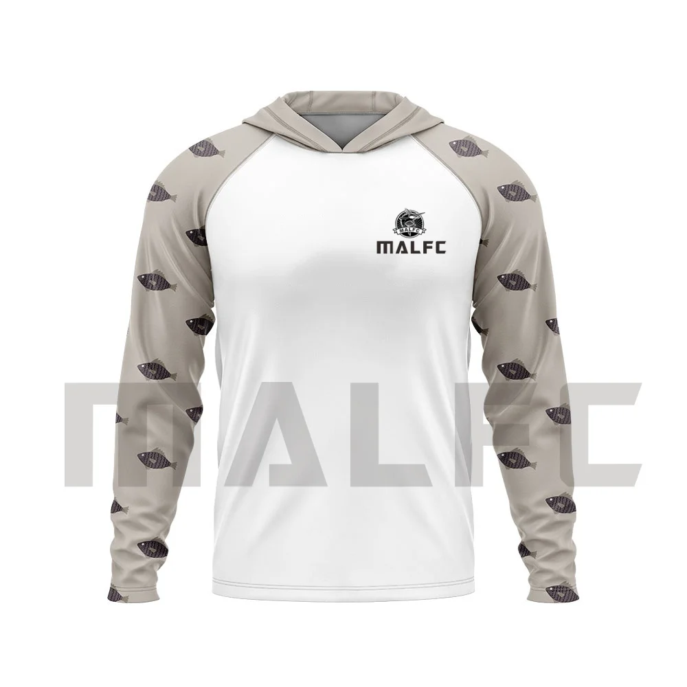 MALFC طويلة الأكمام الصيد تي شيرت الأشعة فوق البنفسجية حماية الصيد ملابس الرجال هود قميص الصيد