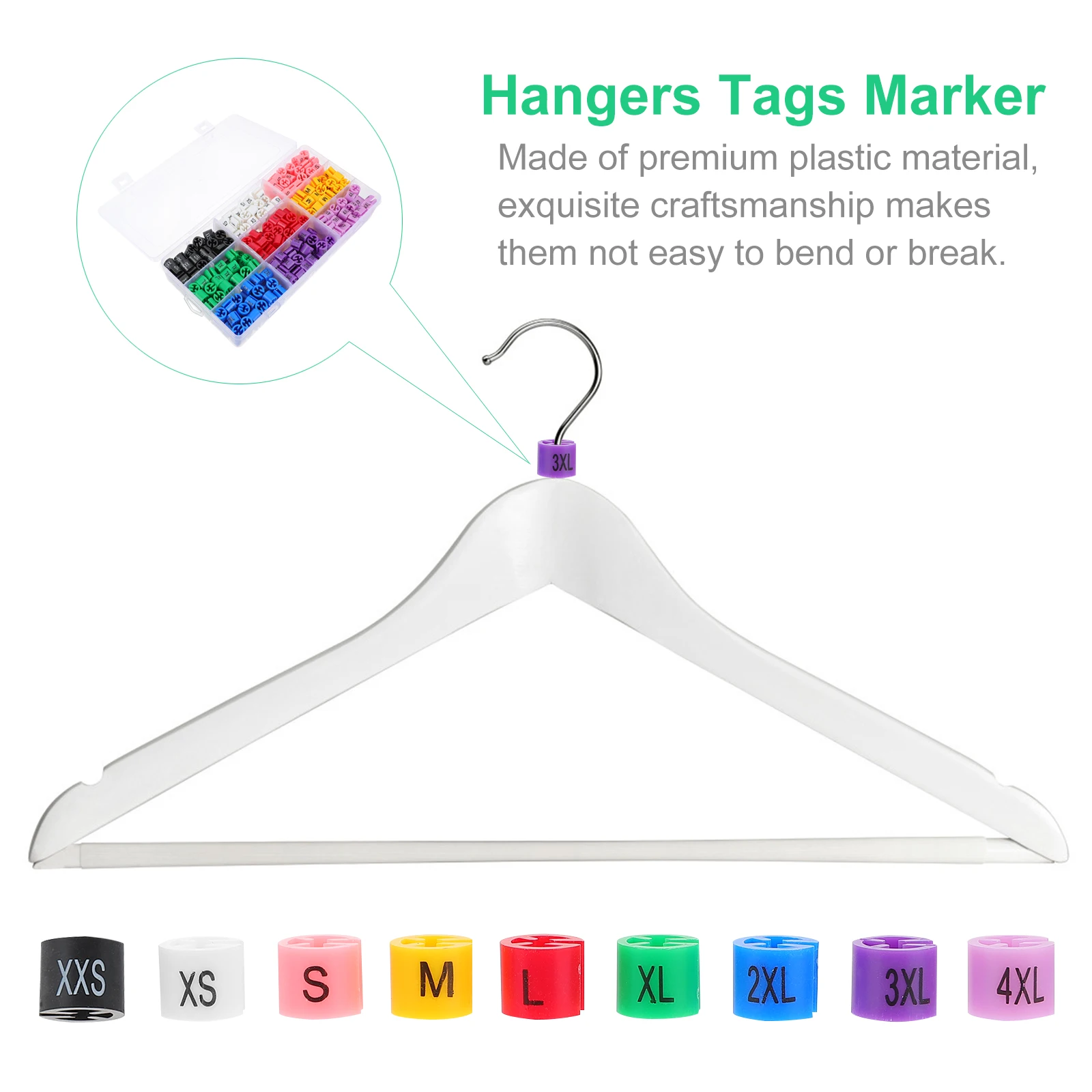 

450pcs Hanger Size Buckle Markers Plastic Clothes Hangers Detachable Tags Garment Size Coding Labels Premium Quality