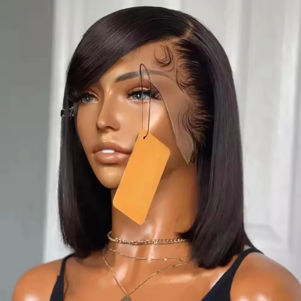 Human Hair Lace Frontal Wig Short Bob Raw Vietnamese Quality Styled Half 13x4 Lacefront Closure Wig Human Hair Wig 10 12 14 inch