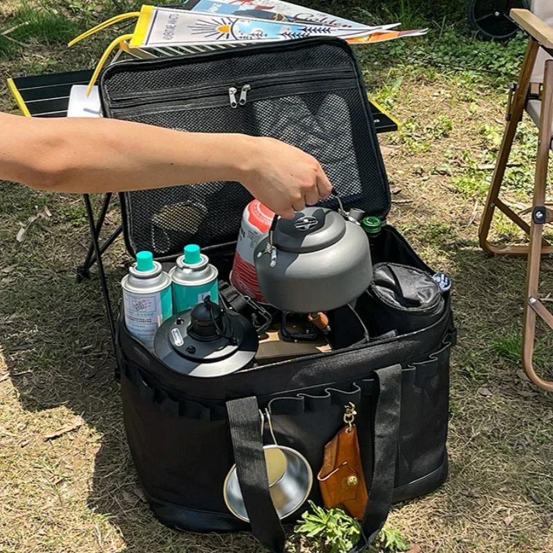 Large Camping Storage Bag Picnic Basket Gas Stove Gas Canister Pot Storage Bag Outdoor Tool Storage Travel Bags Camping Supplies