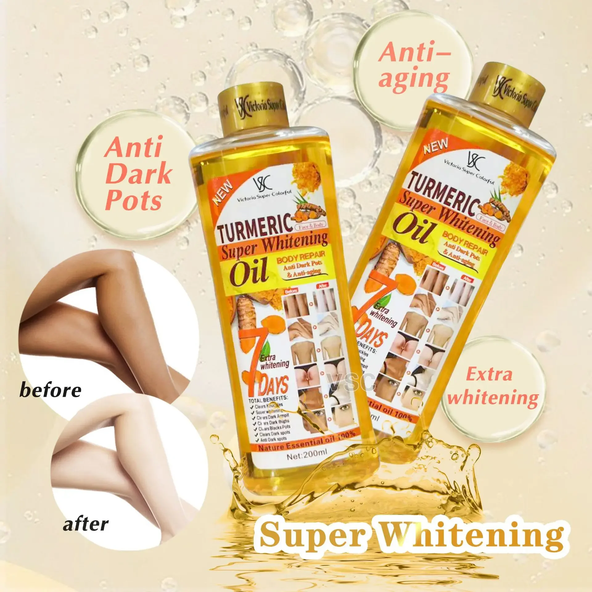 Turmeric Essential Oil Moisturizing Tongluo Heating Ginger Oil Body Massage Body Care Shrinking Pore Massage Oil 200ml Skincare