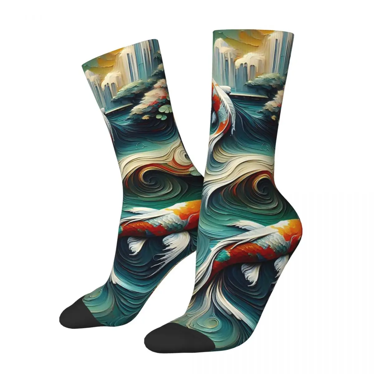 Koi Fish Pond Serene Ripples Socks Harajuku Soft Stockings All Season Long Socks Accessories for Man's Woman's Birthday Present