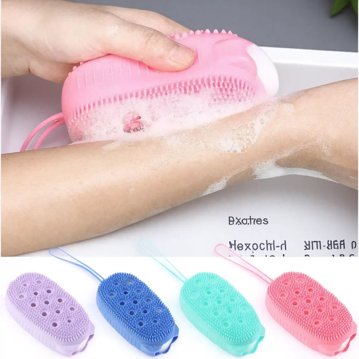 

Silicone Body Scrub Exfoliating Shower Sponge Bath Brush Skin Cleanser Dead Skin Remover Spa Accessories