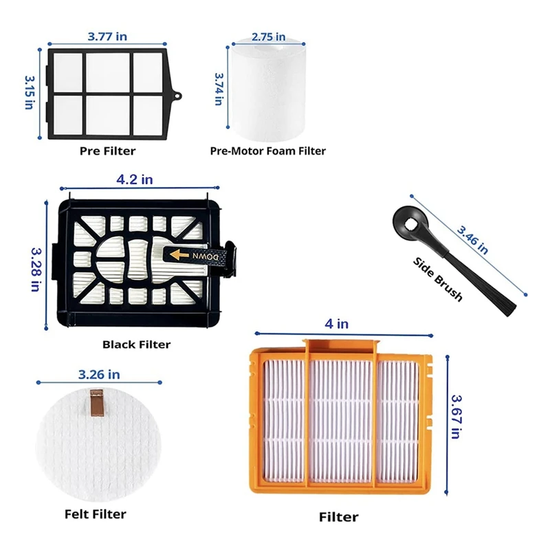 Kit di parti di ricambio per Shark AV2501AE/AV2502AE Robot aspirapolvere pezzi di ricambio filtro a spazzola laterale principale filtro primario