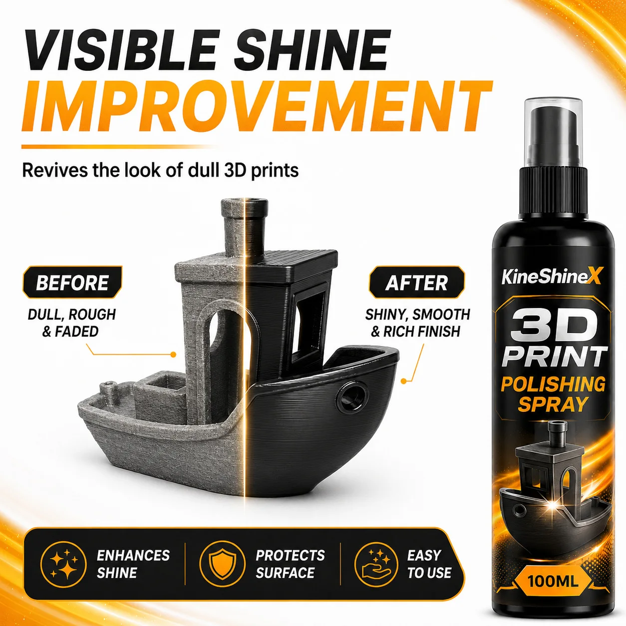 3D Print Polishing Spray 50/100ml –Gloss Finish for PLA,ABS,PETG Models,Miniatures & Props,Enhances Shine,Easy Spray Application