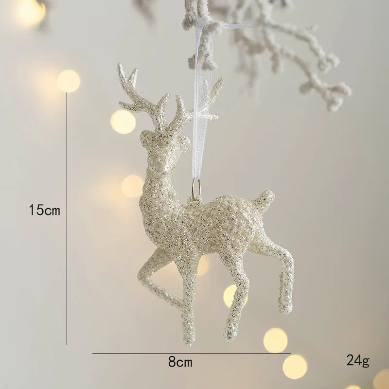 Christmas Tree Hanging Ornaments Snowflake Angel Deer White Pendants Navidad New Year Party Home Xmas Tree Decorations Kids Toys