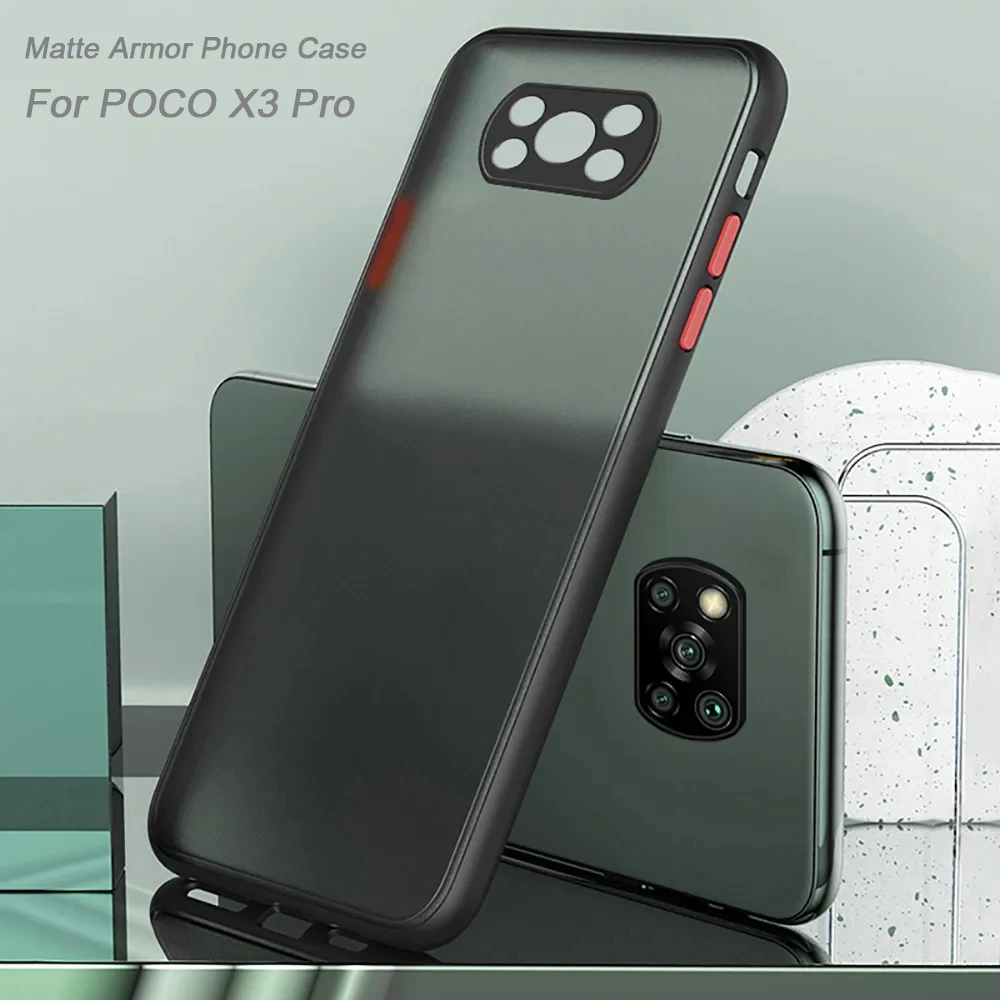 Matte Armor Case for POCO X3 X4 GT X5 Pro Shockproof Bumper Hard Silicone Phone Cover for POCO M3 M4 F3 F5 Pro 4G 5G Back Coque