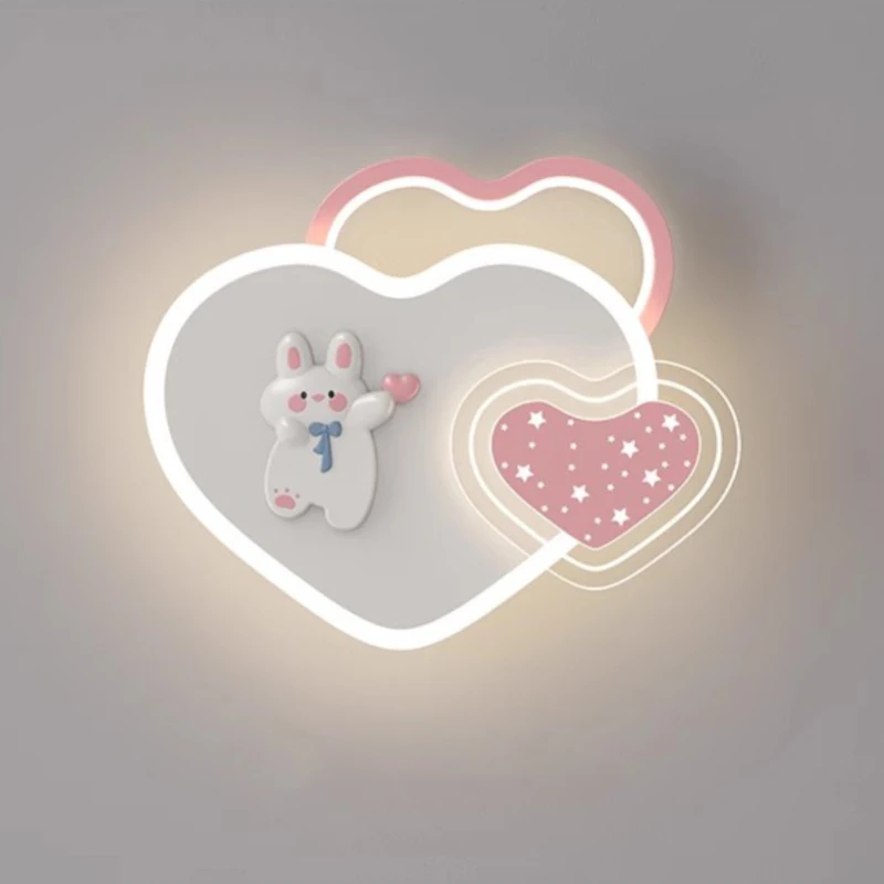 Children\'s Room Wall Lamps Cute Baby Room Princess Room Bedside Lamp LED Pink Bow Bunny Light Girl Bedroom Bedside Wall Lights