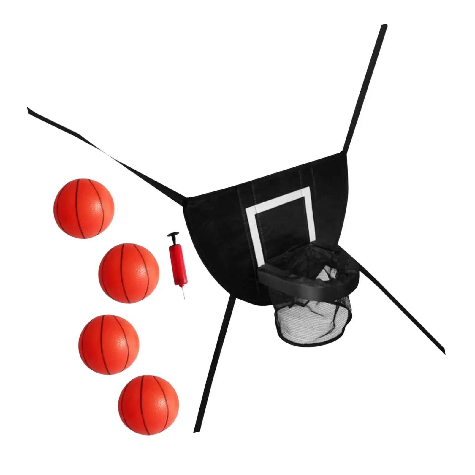 

Trampoline Basketball Hoop Attachment Set with 3 Mini Basketball and 1 Pump Breakaway Rim for Dunking Lightweight Backboard