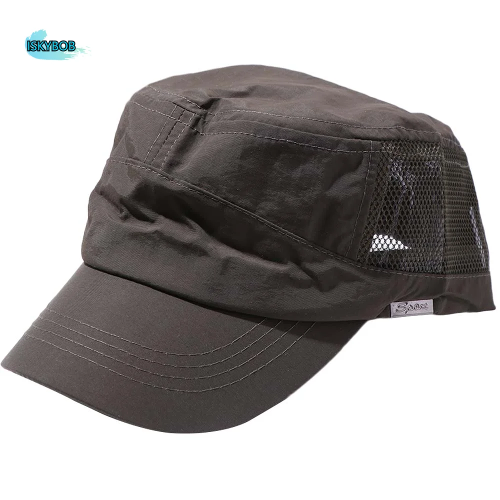 

Fashion Adjustable Flat Top Hat Solid Color Outdoor Flat Peaked Cap Hiking Quick Drying Men’s Sun Hat Unisex