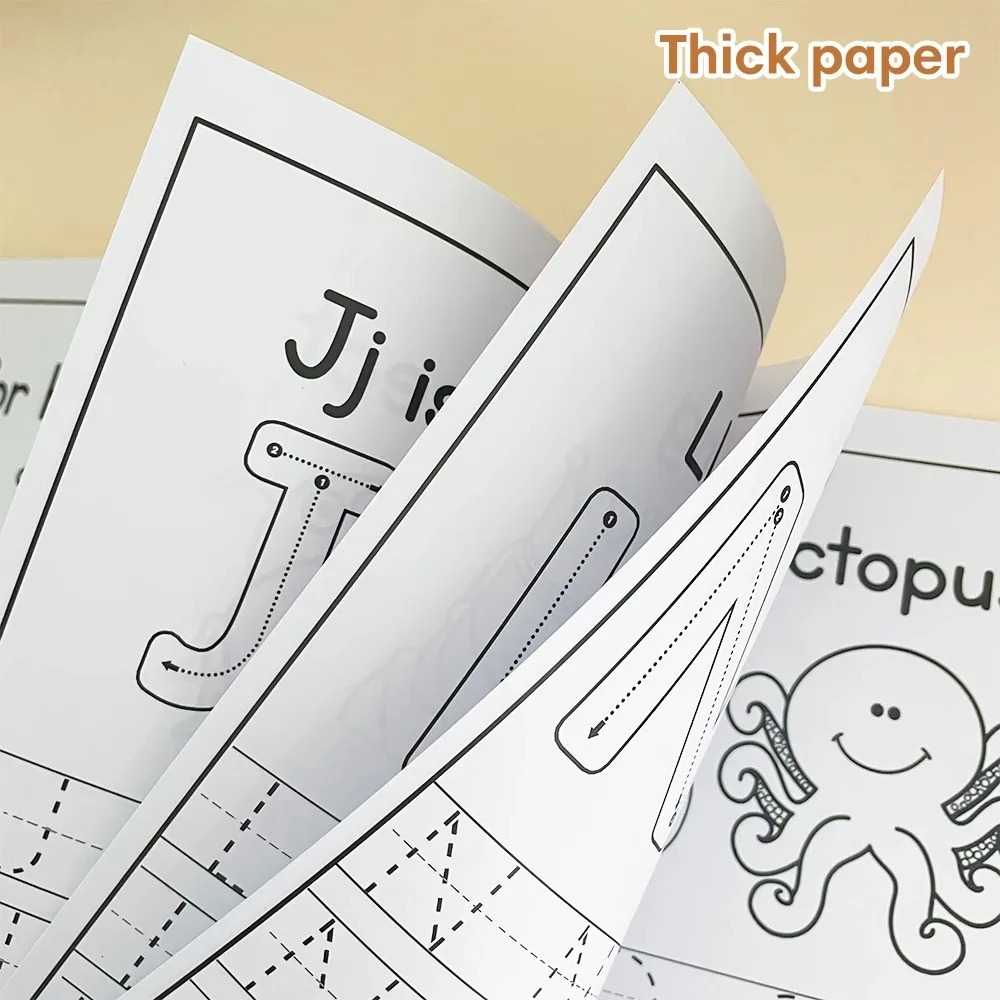 Preschool English Learning Montessori A4 Size Tracing Letters A-Z Uppercase and Lowercase Writing and Coloring Workbook