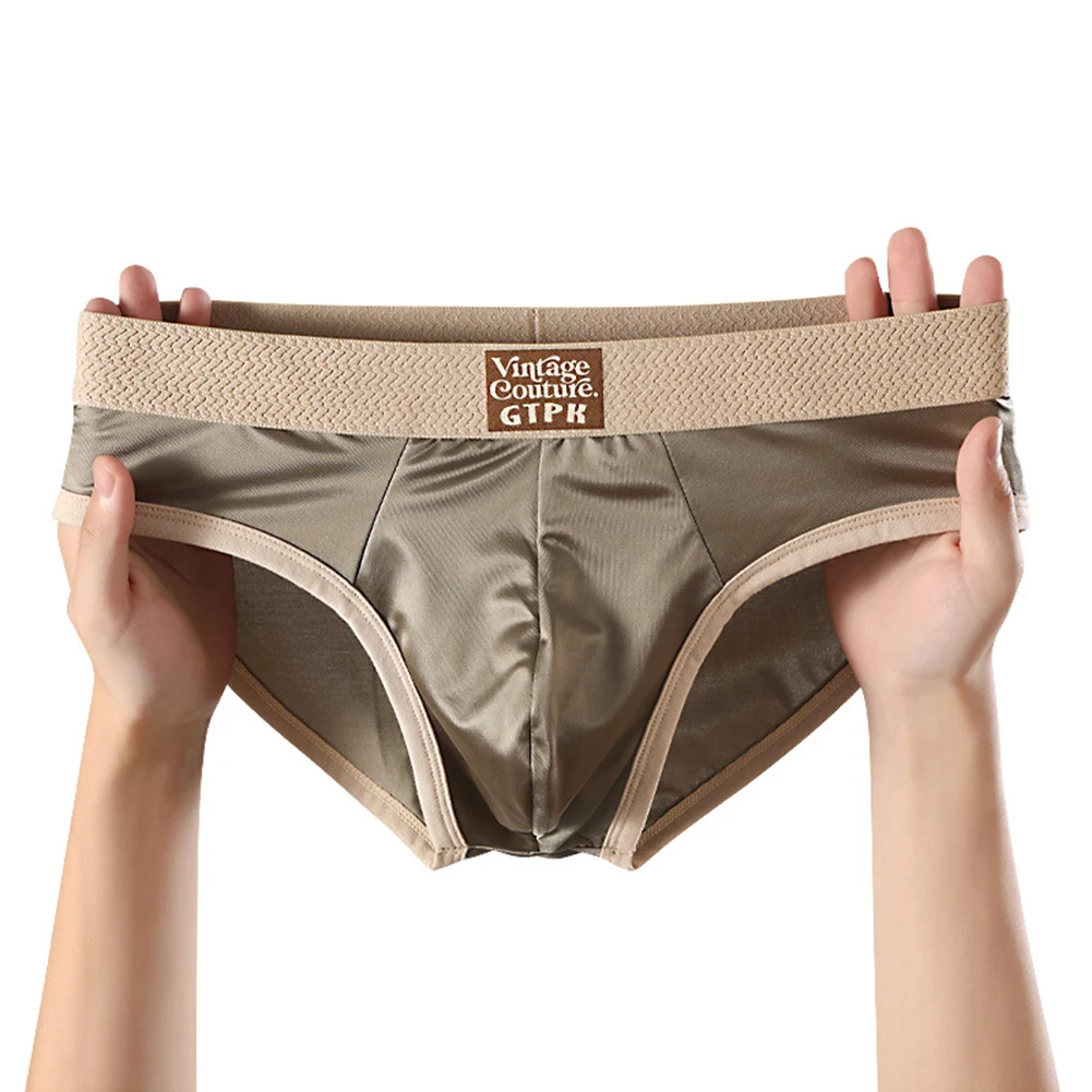 الرجال الحرير الجليد مرونة ملخصات الصيف رقيقة مثير التجفيف السريع سراويل داخلية الصلبة تنفس U الانتفاخ الحقيبة الملابس الداخلية أوم #2