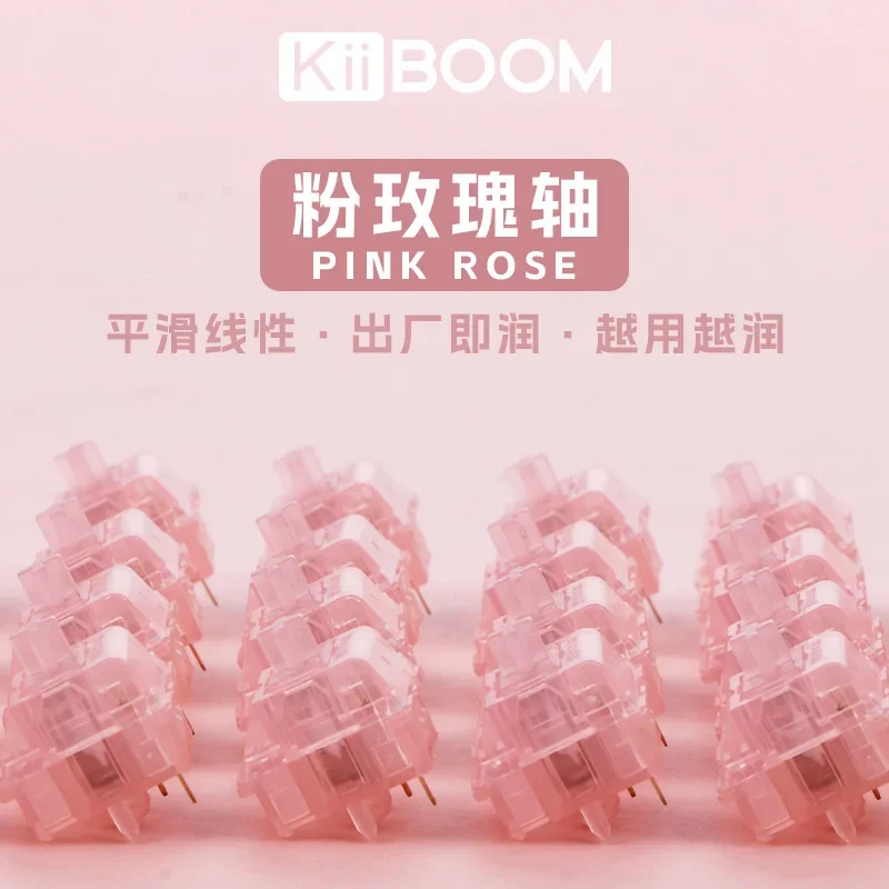 Imagem -02 - Kiiboom-interruptor Personalizado Faça Você Mesmo com Eixo Linear Rosa Rosa Hot Swappable Jogo Teclado Mecânico Acessórios Presentes 5pin 38g 35 Pcs