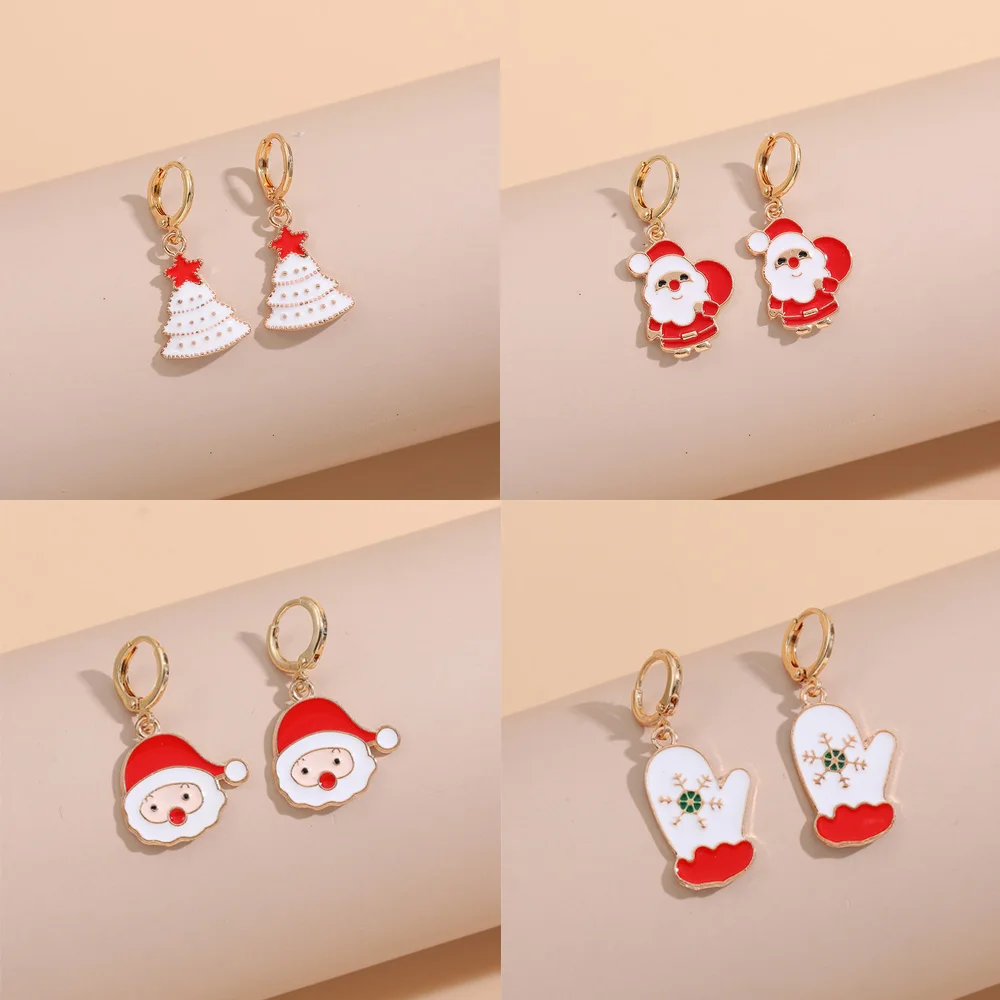 Mode Frohe Weihnachten Tropfen Ohrringe für Frauen Weihnachten Baum Santa Claus Handschuh Anhänger Ohrringe Mädchen Neue Jahr Party Geschenke