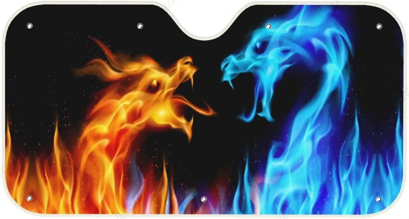 

Солнцезащитный козырек на лобовое стекло, милый солнцезащитный козырек на лобовое стекло для автомобиля, забавные выдвижные солнцезащитные козырьки на лобовое стекло, блоки УФ-лучей, Dragon Fire Windsh