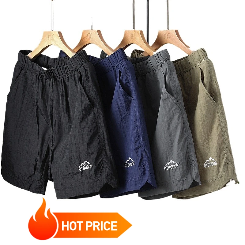 

Brand Clothing Summer Thin Men's Outdoor Quick Dry Hiking Shorts Elastic Waist Drawstring Cargo Casual Short Khaki Grey Blue