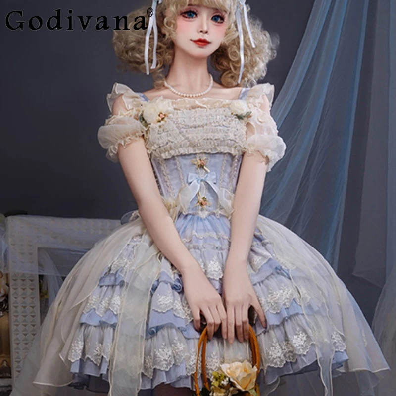 

Lolita Ballet Style Original Dress for Women Short Lolita JSK Cake Dress Female Japanese Birthday Party Sweet Princess Dress