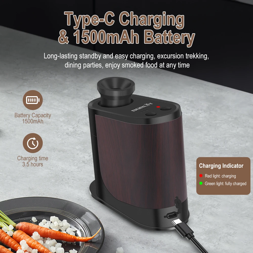 

BORUiT BQ500 кухонный заварщик для молекулярной машины, бар, генератор холодного дыма, сжигание мяса, курительный пистолет для барбекю