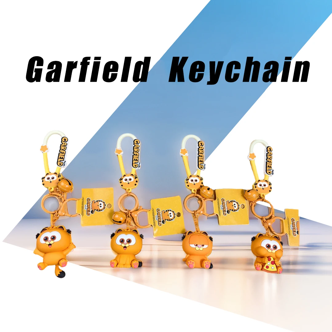 Kawaii Anime Figure Garfield Doll Keychain Cartoon Animal Toy Pvc Keychain Car Key Backpack Decor Pendant Key Ring Couple Gifts