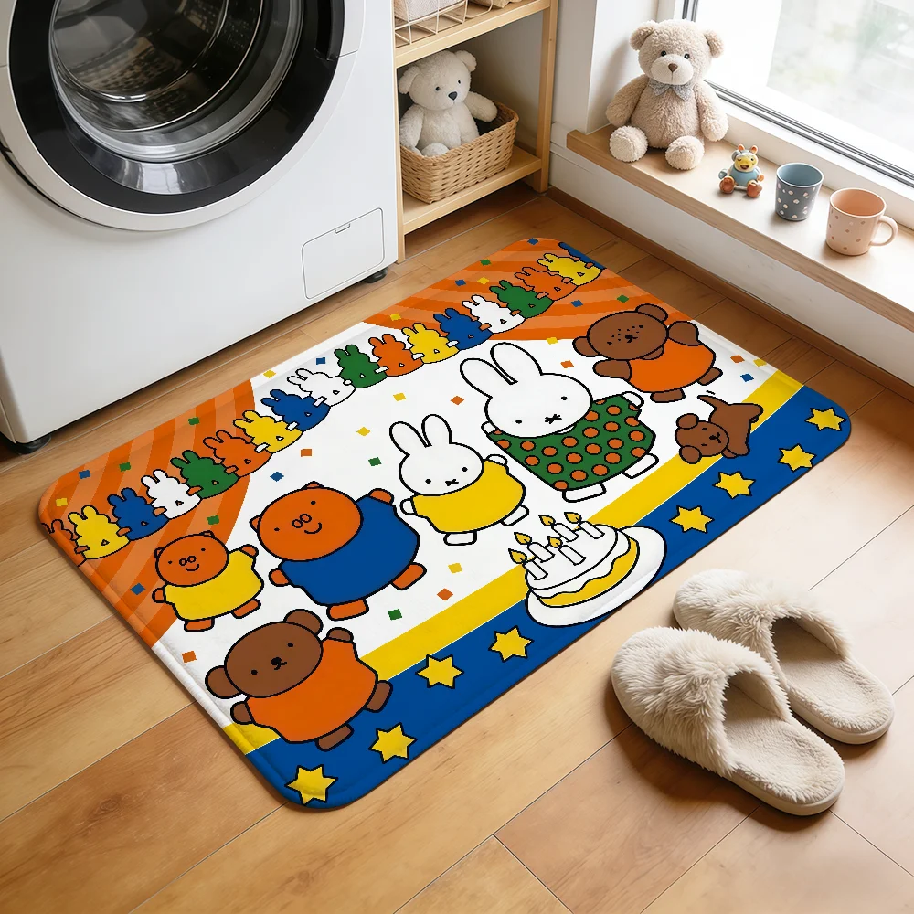 Tapis de chevet amusant et kawaii avec lapin de dessin animé M-Miffy, tapis de sol pour cuisine, salle de bain, couloir, balcon, tapis d'entrée, décoration pour la maison