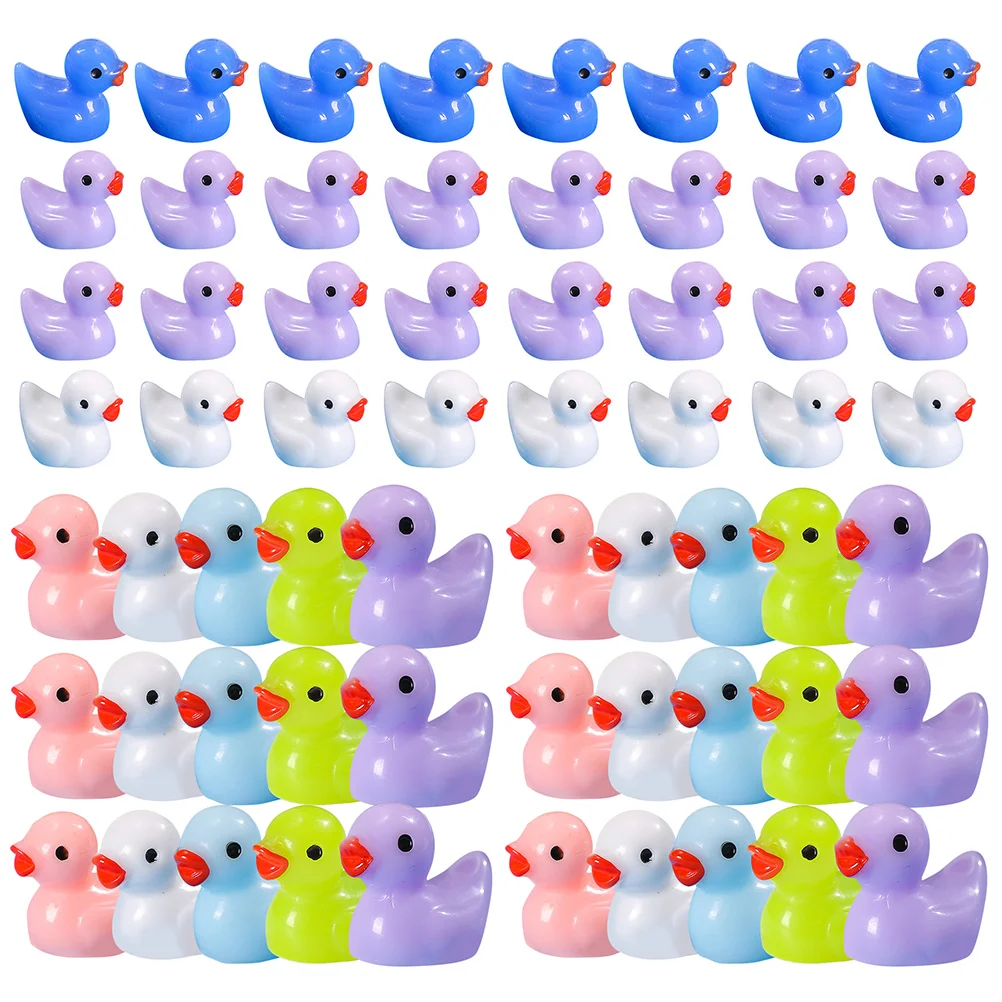 75 Pcs Toy Room Mini Resin Duck Small Ducks Miniature Figures Garden Tiny Statues Animals