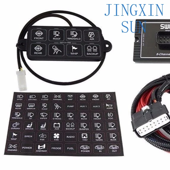 Dc12V 24V  Rgb Light On Off Control Alloy 8 Gang Switch Panel With Prewire  For Car Bus