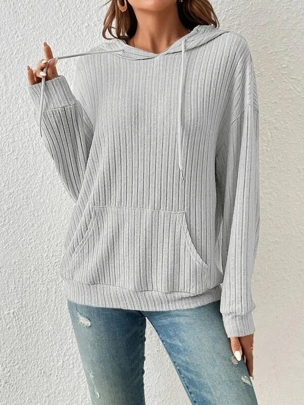 2025 Solid Color Hoodie Autumn/Winter New Women's Knitted Shirt