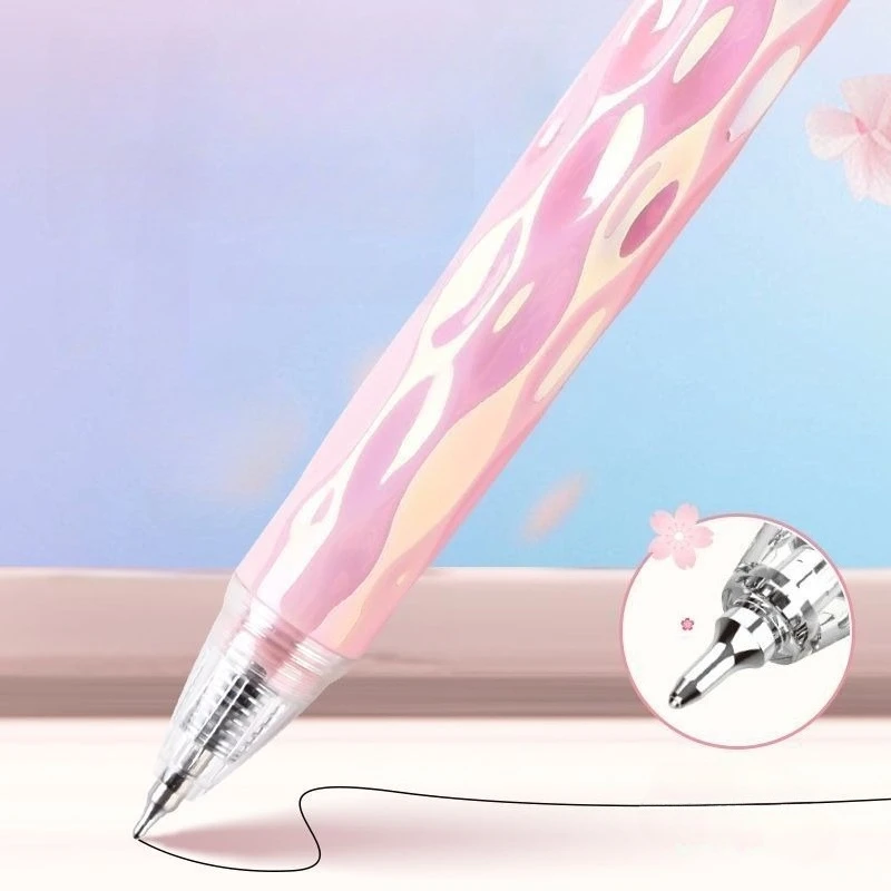 2Pcs Sakura Series Retractable Gel Ink Pens, Plastic, Quick-Drying, 0.5mm Point - Creative Flower Push-Top Writing Pens