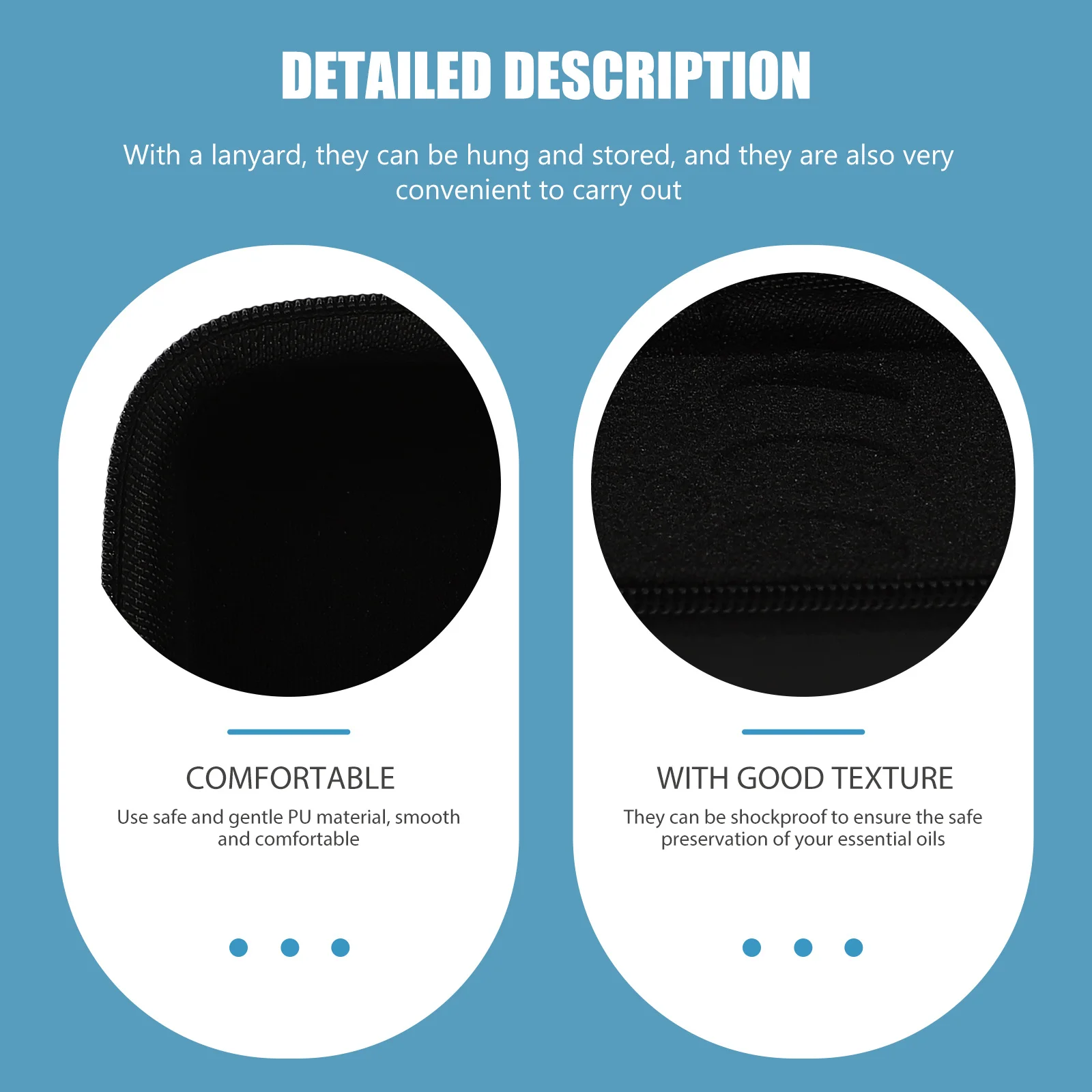 

2Pcs Essential Oil Carrying Cases Shockproof Portable Storage Bags with Lanyard for Travel Organization Durable PU Material