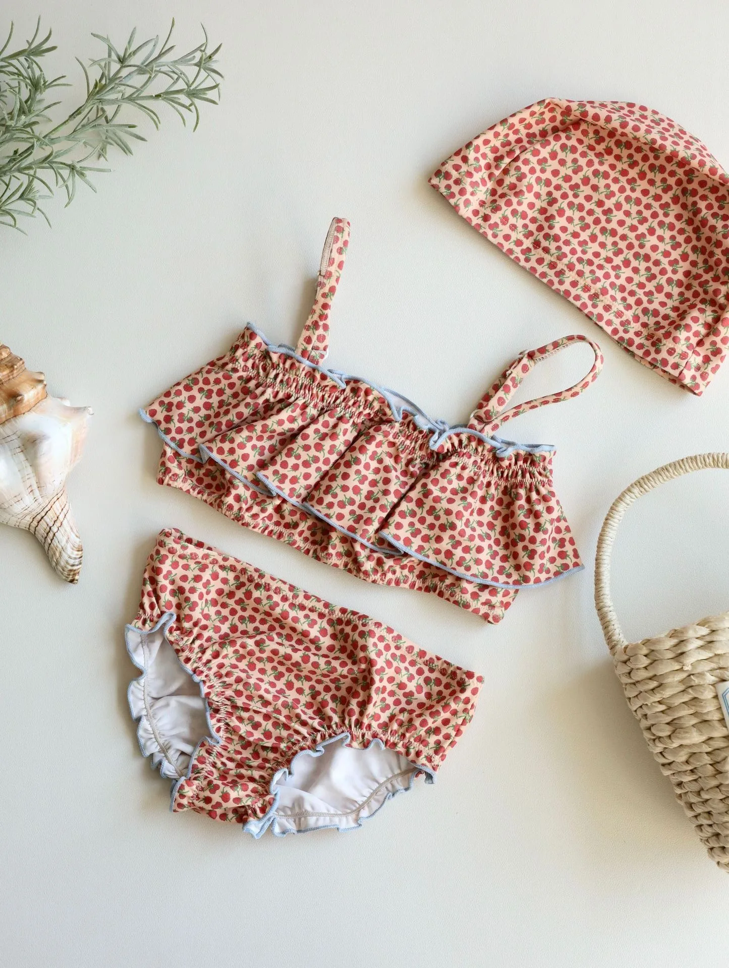 2026 New Girls Swimsuit Heart Printed Ruffle Bikinis Set Children Swimming Suit maillot de bain enfant fille Banadores image 5