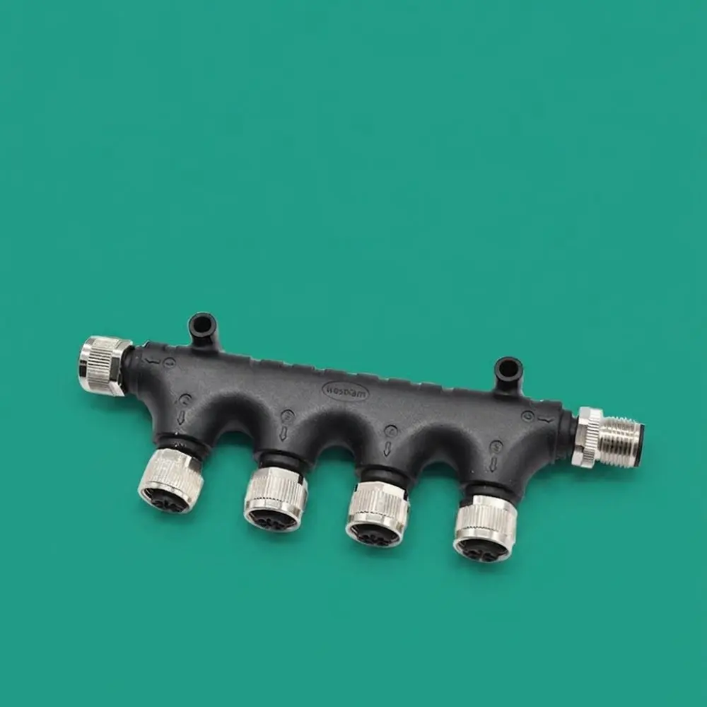 For Xisaim M12 5 Core NMEA 2000 Waterproof Industrial Plug Adapter T Type Multi Port Distribution Socket Panel Mount