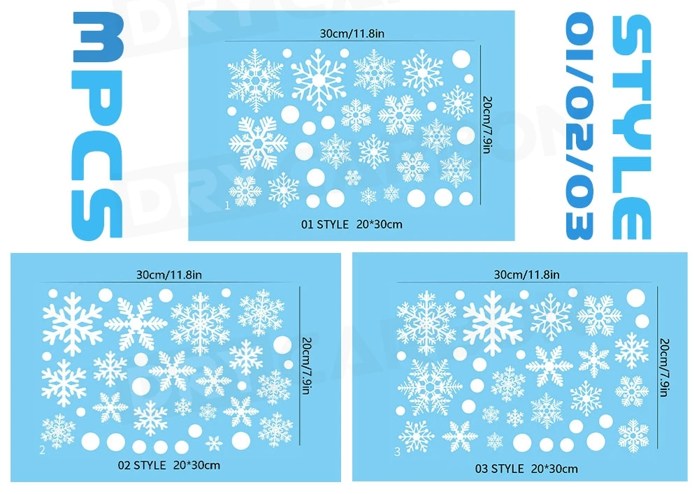 Christmas Ornaments Snowflake Wall Sticker Glass Windows Decals Merry Christmas Home Decoration Stickers New Year Wallpaper