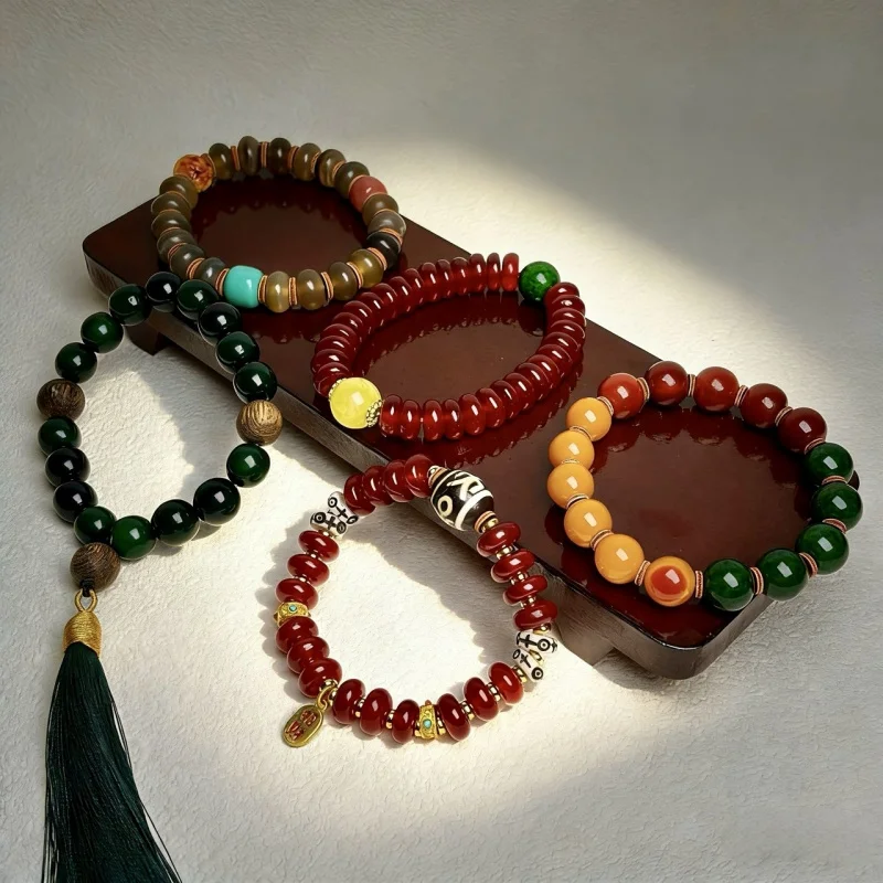 mountain tortoise round , imitation ox abacus bead , three-color ox horn bracelet