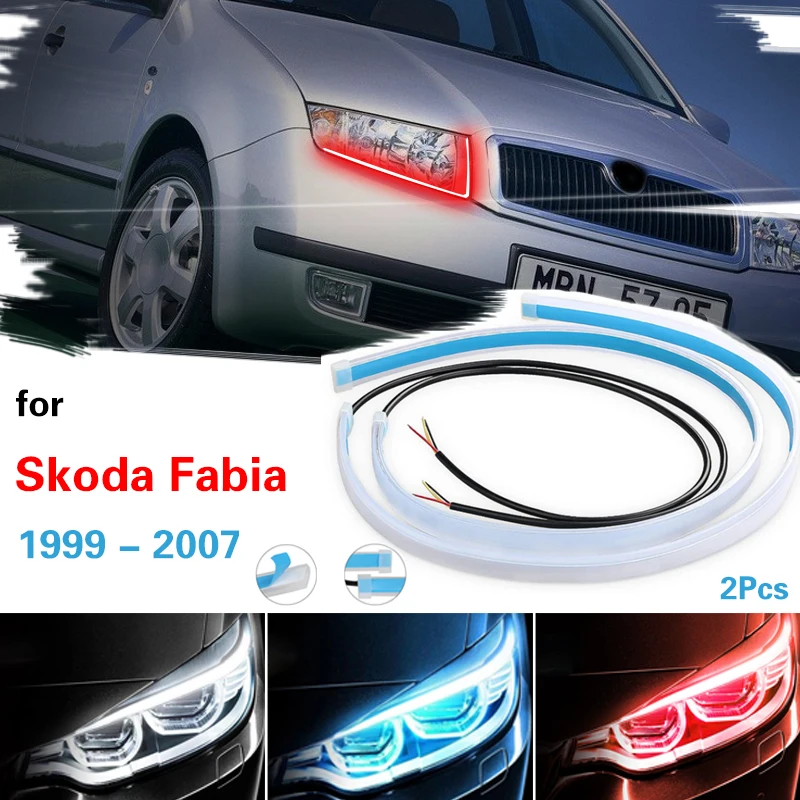 

For Skoda Fabia 1999-2007 Daytime Running Light Strip Flexible Waterproof Led Signal Light Headlight DRL Start-Scan Flow Lamp