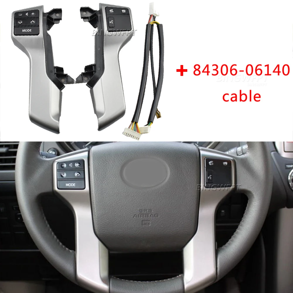 

84250-60160 Button + Cable Multifunction Steering Wheel Control Switch For Toyota Land Cruiser Prado 150 GRJ150 KDJ150