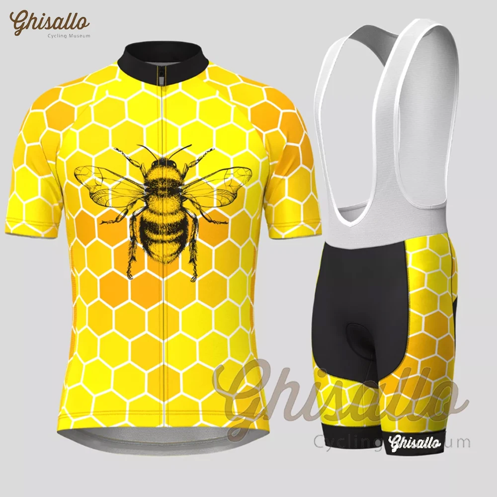 Bee Cycling Jersey Set for Men, Anti-UV, Breathable, Racing, Sport, MTB, Bicycle, Bike, Clothing Suit, Summer