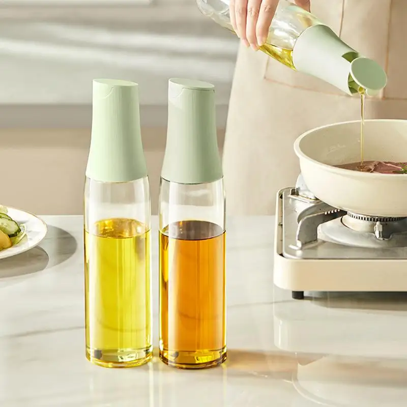 Kitchen Oil Dispenser Transparent Oil Container With Automatic Lid Heat-Resistant Gravity Oil Bottle Multifunctional Kitchen