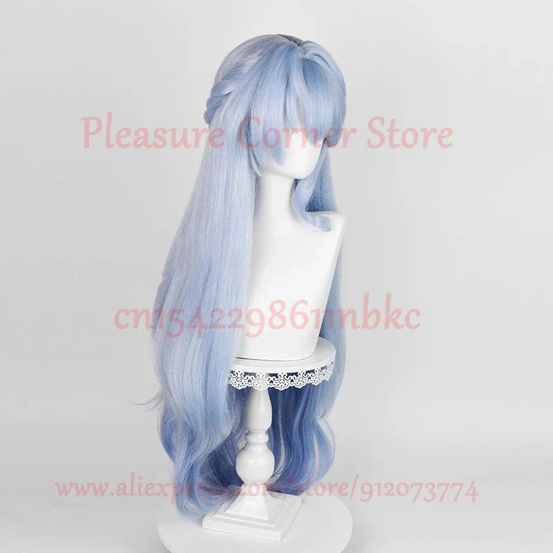 dd12Honkai ستار السكك الحديدية طويلة الأزرق التدرج شعر مستعار لعبة تأثيري مقاومة للحرارة الاصطناعية روبن الباروكات